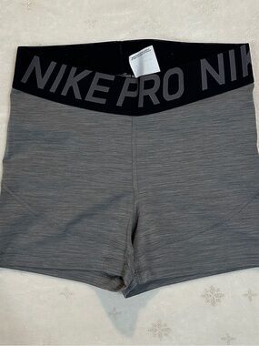 Nike Women’s Gray Athletic Shorts with Black NIKE PRO Waistband